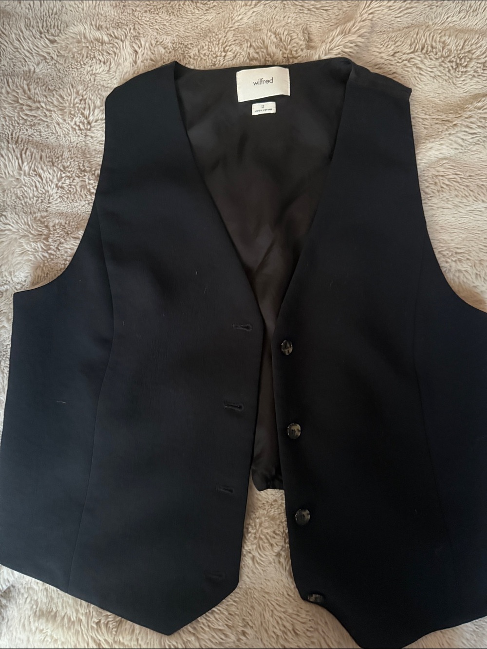 Aritzia Wilfred Black Womans Dress Vest - Sleek Buttoned Waistcoat